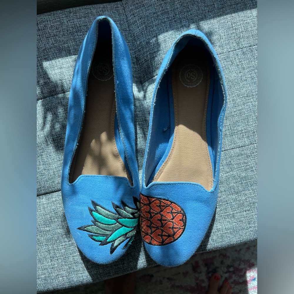 Blue canvas Pineapple flats